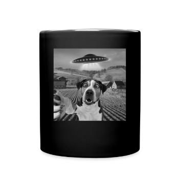 Rencontre extraterrestre Chien Selfie - Mug uni - noir - Devant
