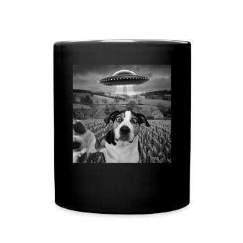 Rencontre extraterrestre Chien Selfie - Mug uni - noir - Devant