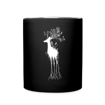 Overgrown Roots Deer Gothic Dark Fantasy Nature - Full Colour Mug - black - Front