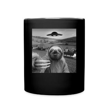 Alien-Begegnung Faultier Selfie - Tasse einfarbig - Schwarz - Vorne