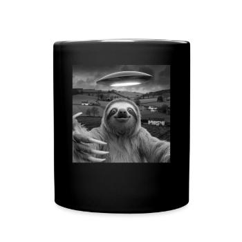 Alien-Begegnung Faultier Selfie - Tasse einfarbig - Schwarz - Vorne