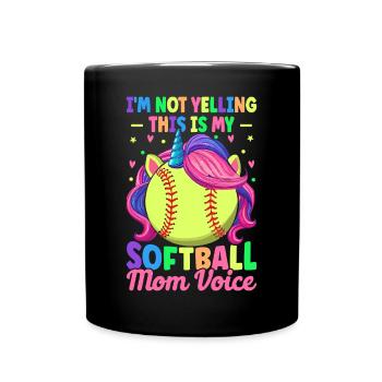 This Is My Softball Mom Voice Female - Full Colour Mug - black - Front