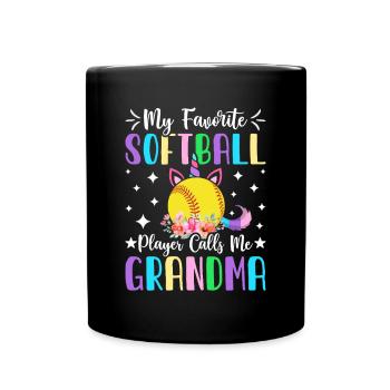 Meine Lieblings-Softballspielerin nennt mich Oma - Tasse einfarbig - Schwarz - Vorne