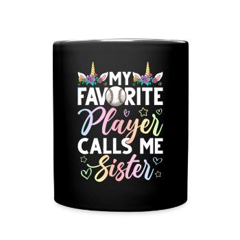 Softball Meine Lieblingsspielerin nennt mich - Tasse einfarbig - Schwarz - Vorne