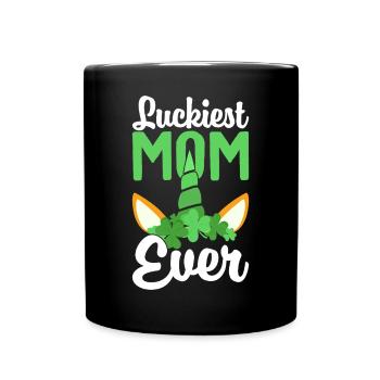 Maman la plus chanceuse de tous les temps St Patricks Design irlandais - Mug uni - noir - Devant