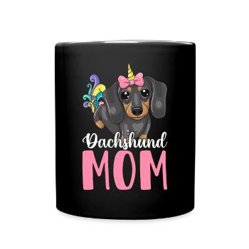 Dackel-Mama Hundemama Grafikdesign für - Tasse einfarbig - Schwarz - Vorne