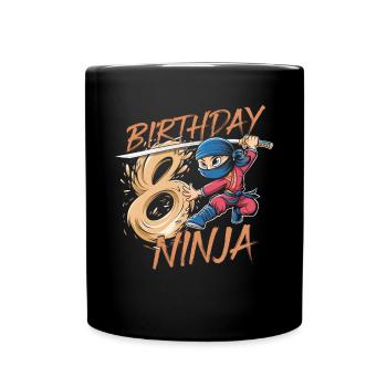 This Little Ninja Is 8 Birthday T-Shirt - Full Colour Mug - black - Front