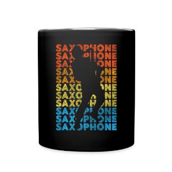 Saxophone Retro Vintage Saxophone - Tasse einfarbig - Schwarz - Vorne