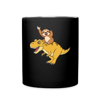 Funny Dino Cute Sloth Dinosaur - Full Colour Mug - black - Front