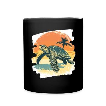 Sea Turtle Retro - Full Colour Mug - black - Front