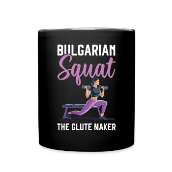 Bulgarische Kniebeuge Übung Fitness Workout Fitnessstudio - Tasse einfarbig - Schwarz - Vorne