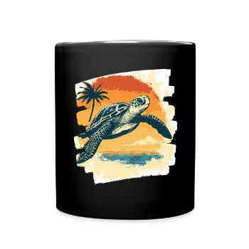 Sea Turtle Retro - Full Colour Mug - black - Front