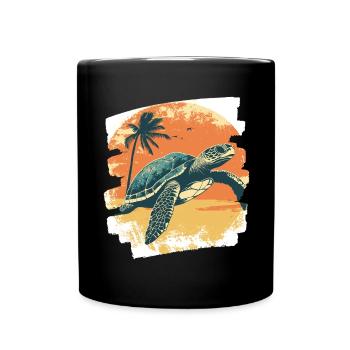 Sea Turtle Retro - Full Colour Mug - black - Front