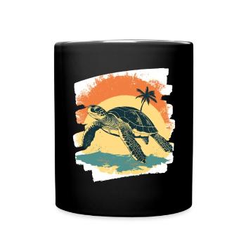 Sea Turtle Retro - Full Colour Mug - black - Front