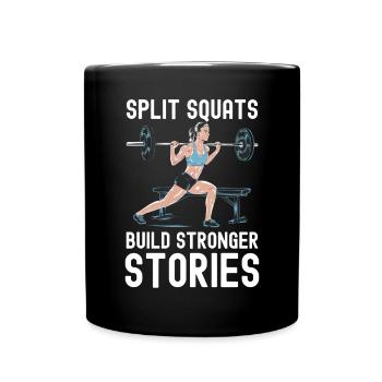 Bulgarische Kniebeuge Übung Fitness Workout Fitnessstudio - Tasse einfarbig - Schwarz - Vorne