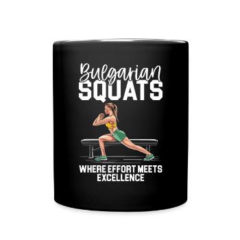 Bulgarische Kniebeuge Übung Fitness Workout Fitnessstudio - Tasse einfarbig - Schwarz - Vorne