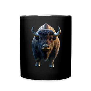 Bison, Bison, Wild Cattle, Buffalo, American Bison - Full Colour Mug - black - Front