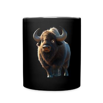 Bison, Bison, Wild Cattle, Buffalo, American Bison - Full Colour Mug - black - Front