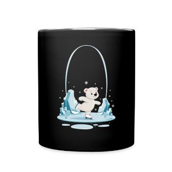 Ours polaire mignon patinant dans le - Mug uni - noir - Devant