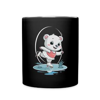 Ours polaire mignon sur patins - Mug uni - noir - Devant