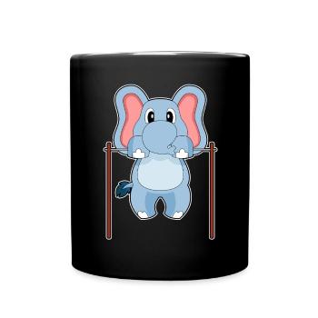 Elephant Bodybuilder Pull-ups Bodybuilding - Full Colour Mug - black - Front