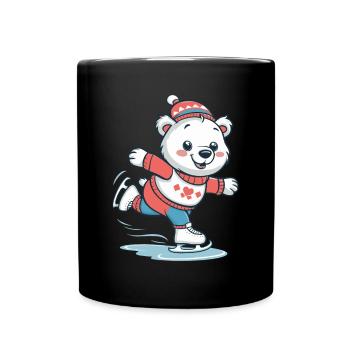 Cute polar bear skating - Full Colour Mug - black - Front