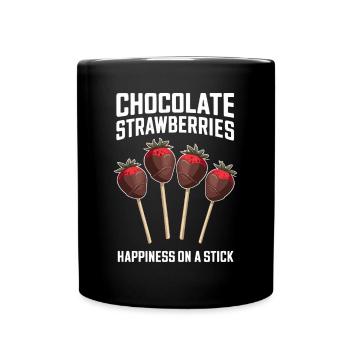 Chocolat Fraises Le bonheur sur un bâton - Mug uni - noir - Devant