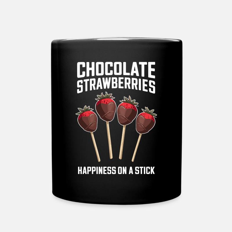 Chocolat Fraises Le bonheur sur un bâton - Mug uni - noir