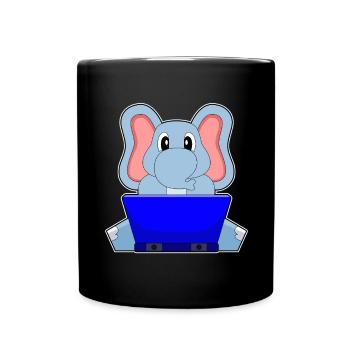 Elephant Laptop - Full Colour Mug - black - Front
