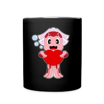 Krake Braut Herz Hochzeit - Tasse einfarbig - Schwarz - Vorne