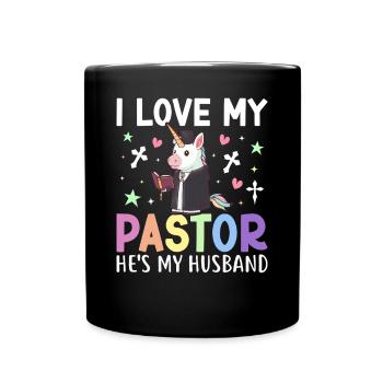 J’aime mon pasteur C’est mon mari - Mug uni - noir - Devant