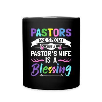 Die Frau eines Pastors ist ein Segen Kirchenführer - Tasse einfarbig - Schwarz - Vorne