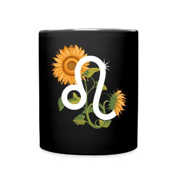 Leo Zodiac Sign - Sunflower Astrology Gift - Full Colour Mug - black - Front