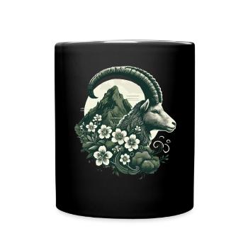 Steinbock Sternzeichen - Bergziege Astrologie - Tasse einfarbig - Schwarz - Vorne