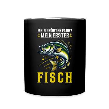 Angler Angelrute Witziges Fischer Hobbyfischer - Tasse einfarbig - Schwarz - Vorne