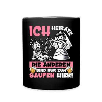 Junggesellenabschied Männer T-Shirt Bräutigam JGA - Tasse einfarbig - Schwarz - Vorne