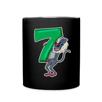 Motif Singe 7ème Anniversaire - Sept ans - Mug uni - noir - Devant