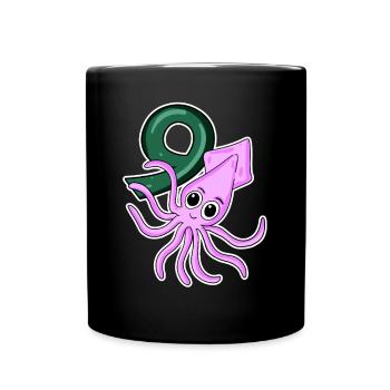 9. Geburtstag Motiv Kalmare - 9 Jahre - Tasse einfarbig - Schwarz - Vorne