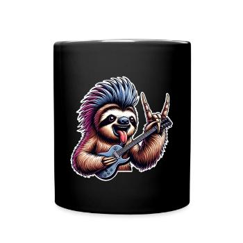 Faultier Rock and Roll Gitarrist - Tasse einfarbig - Schwarz - Vorne