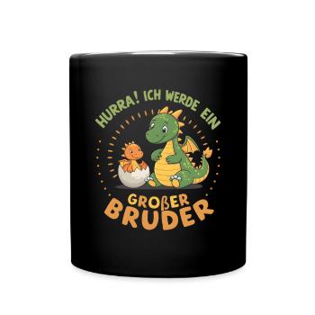 Je vais être un grand frère dragon - Mug uni - noir - Devant