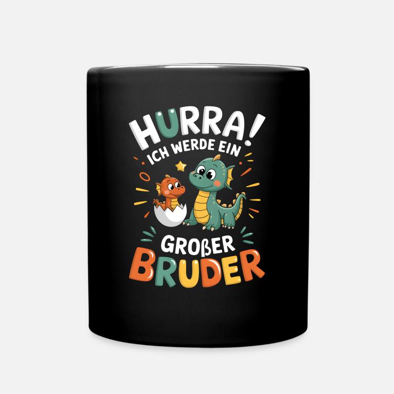 Ich werde ein großer Bruder Drache - Tasse einfarbig - Schwarz