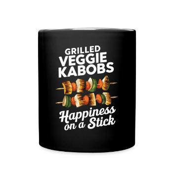 Gegrillte Veggie-Spieße Glück am Spieß - Tasse einfarbig - Schwarz - Vorne