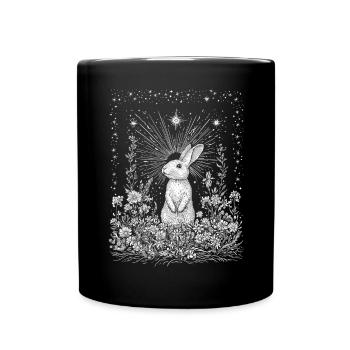 Boho Bunny Printemps Lapin Motif Bohème Cottagecore - Mug uni - noir - Devant