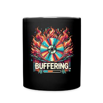 Pufferung - Flamingo CD Retro Nostalgisches Design - Tasse einfarbig - Schwarz - Vorne