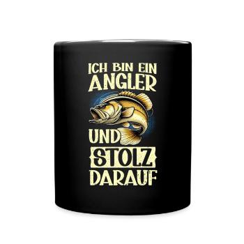 Angler Angelrute Witziges Fischer Hobbyfischer - Tasse einfarbig - Schwarz - Vorne