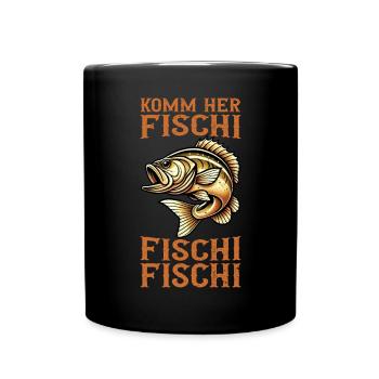 Angler Angelrute Witziges Fischer Hobbyfischer - Tasse einfarbig - Schwarz - Vorne