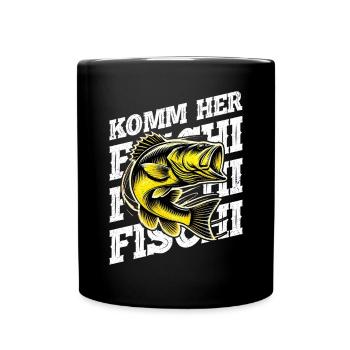 Angler Angelrute Witziges Fischer Hobbyfischer - Tasse einfarbig - Schwarz - Vorne