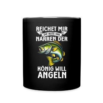 Angler Angelrute Witziges Fischer Hobbyfischer - Tasse einfarbig - Schwarz - Vorne