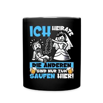 JGA Männer T-Shirt Bräutigam Junggesellenabschied - Tasse einfarbig - Schwarz - Vorne