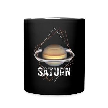 Saturne, planète, système solaire - Mug uni - noir - Devant
